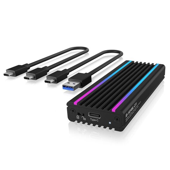 ICY BOX IB-1824ML-C31, Type-C® USB 3.2 Gen 2 zu PCIe NVMe M.2 2230/2242/2260/2280 SSD Gehäuse, Beleuchtung mit Farbwechsel, 4 image