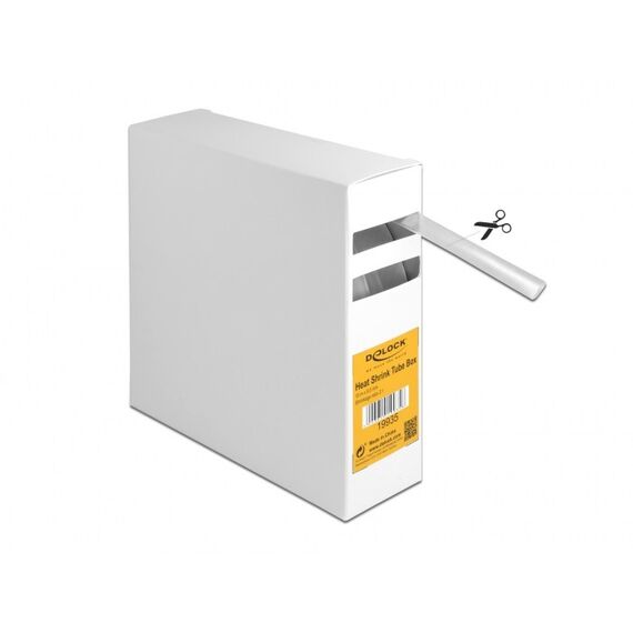 DeLOCK Schrumpfschlauch Box, Schrumpfungsrate 2:1, 10 m x 9,5 mm transparent