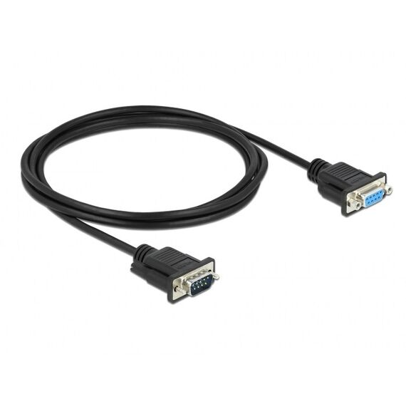 DeLOCK Seriell Kabel RS-232 D-Sub9 Stecker zu Buchse Nullmodem mit schmalem Steckergehäuse 2 m