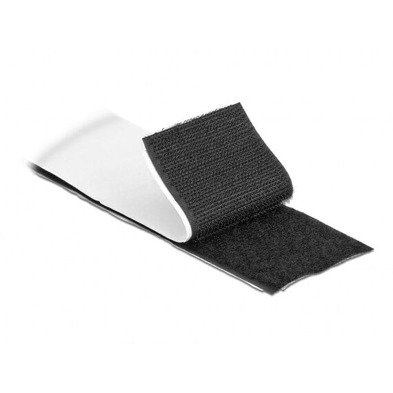 DeLOCK Klettband selbstklebend mit Haft- und Flauschband L 10 m x B 50 mm schwarz