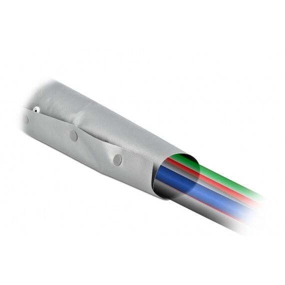 DeLOCK Kabelschutzschlauch mit Knopfverschluss hitzebeständig 2 m x 50 mm grau / schwarz, 2 image