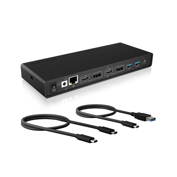 ICY BOX IB-DK2245AC, DisplayLink™, 2x DisplayPort™ oder 2x HDMI® Schnittstelle bis zu 4096x2160@60 Hz