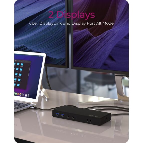 ICY BOX IB-DK2245AC, DisplayLink™, 2x DisplayPort™ oder 2x HDMI® Schnittstelle bis zu 4096x2160@60 Hz, 2 image