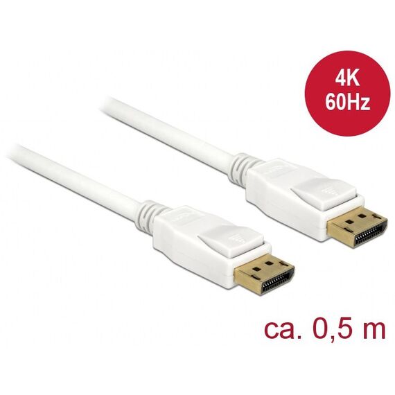 DeLOCK 85507 DisplayPort-Kabel 0,5 m Weiß, Farbe: Weiß, Länge: 0,5 m