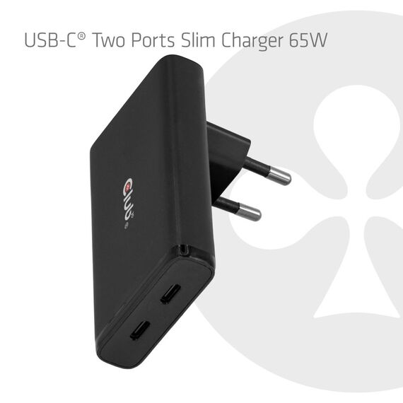 CLUB3D USB-C® 2-Port Ladegerät Slim 65W GaN PD3.1 PPS