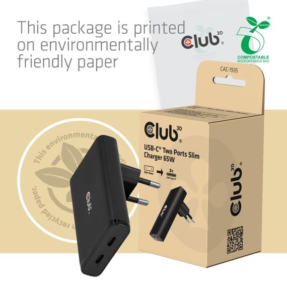 CLUB3D USB-C® 2-Port Ladegerät Slim 65W GaN PD3.1 PPS, 8 image
