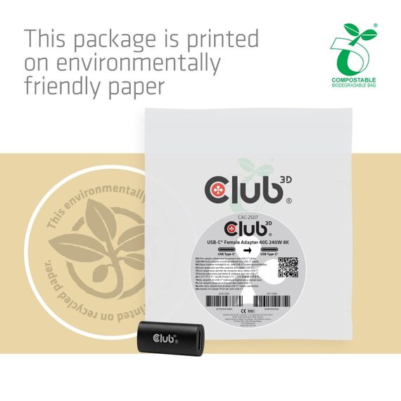 CLUB3D USB-C®-Buchsenadapter 40G 240W 8K60Hz, 5 image