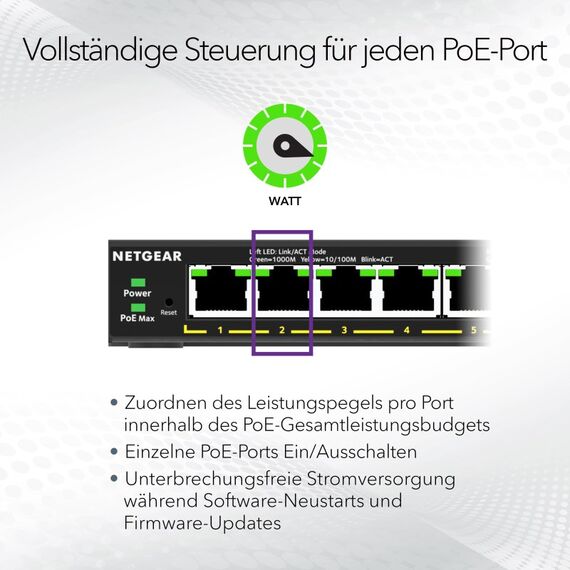 NETGEAR GS305EP Switch 5 Port Gigabit Ethernet LAN PoE Switch Plus (mit 4x PoE+ 63W, Managed Netzwerk Switch mit IGMP Snooping, QoS, VLAN, lüfterloses Metallgehäuse), 7 image