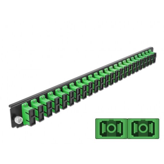 DeLOCK 19″ LWL Spleißbox Frontblende 24 Port SC Duplex grün