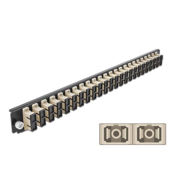 DeLOCK 19″ LWL Spleißbox Frontblende 24 Port SC Duplex beige