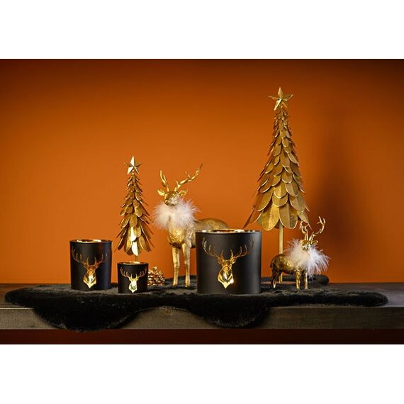 G. Wurm 10032915 Kerzenständer Glas Schwarz, Gold