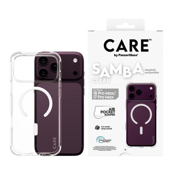 PanzerGlass CARE™ by ® Samba Case Transparent m. Weiss MagSafe iPhone 18 Pro Max | 17 Pro Max