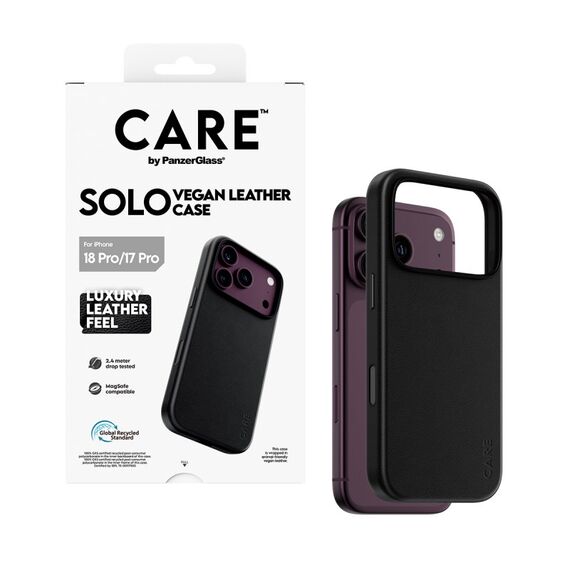 PanzerGlass CARE™ by ® Solo Vegan Leather Case Schwarz m. MagSafe iPhone 18 Pro | 17 Pro, Farbe: Schwarz, 3 image