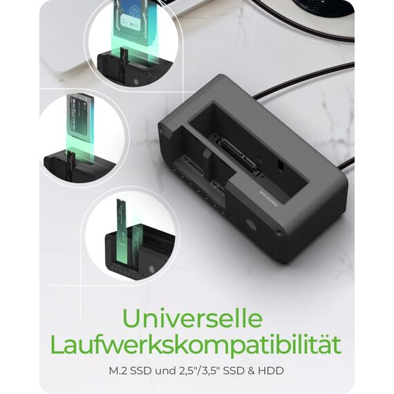 ICY BOX IB-2924MSCL-C31, Docking & CloneStation, klont 1x 2,5"/3,5" zu 1x M.2 NVMe & M.2 NVMe zu M.2 NVMe, erkennt 3x Laufwerke über USB-C®/-A Host 10 Gbit/s, 5 image