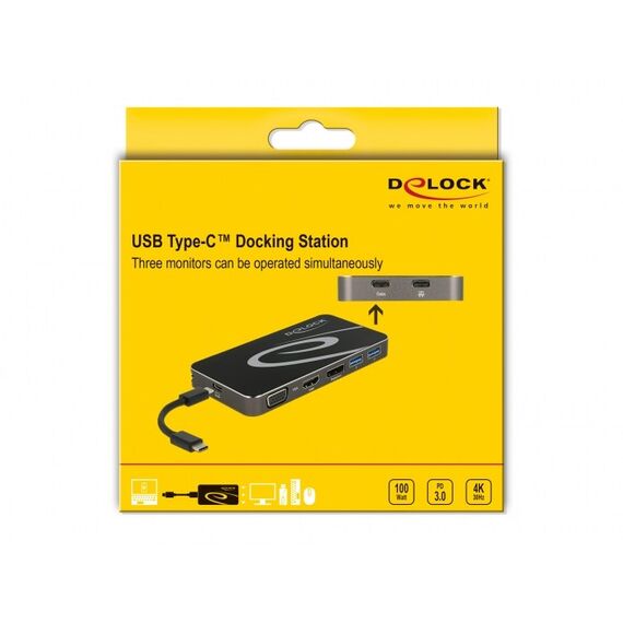 DeLOCK USB Type-C 3.2 Dockingstation 4K HDMI + DP / 1080p VGA, USB Hub und PD 3.0, 6 image