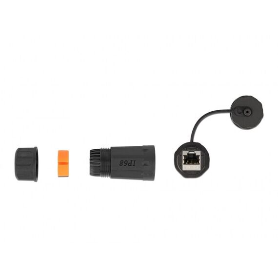 DeLOCK Kabelverbinder RJ45 Buchse zu RJ45 Buchse Cat.6A mit Gehäuse und Verschlusskappe wasserfest