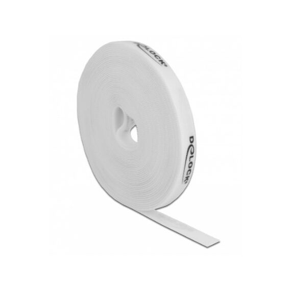 DeLOCK Klettband auf Rolle L 10 m x B 15 mm weiß