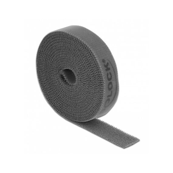 DeLOCK Klettband auf Rolle L 2 m x B 15 mm grau