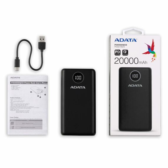 ADATA P20000QCD Lithium Polymer (LiPo) 20000 mAh Blau, 5 image