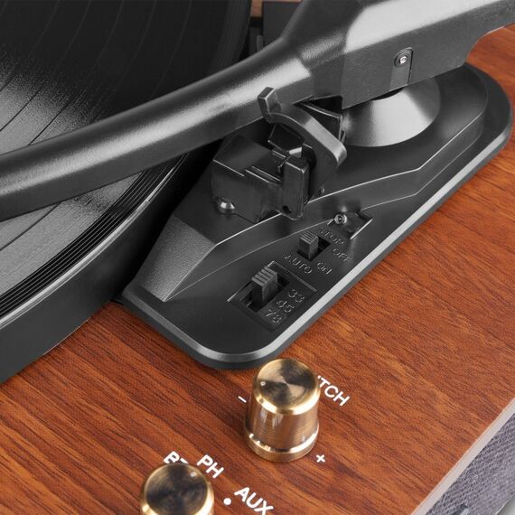 Fenton RP162D Audio-Plattenspieler mit Riemenantrieb Schwarz, Holz, 9 image