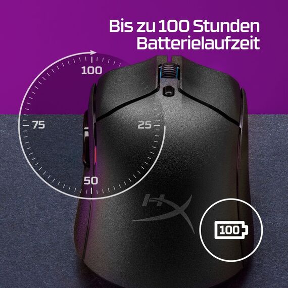 HyperX Pulsefire Haste 2 – Wireless-Gaming-Maus (Schwarz), 6 image