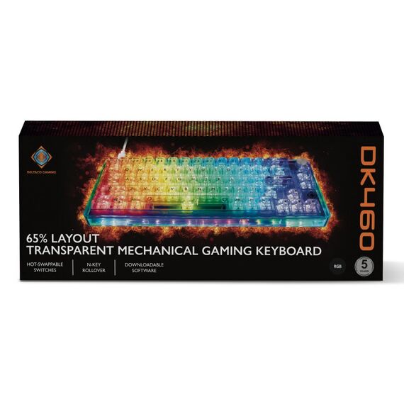 Deltaco Gaming GAM-160-T-US Tastatur USB QWERTY US Englisch Transparent, 14 image