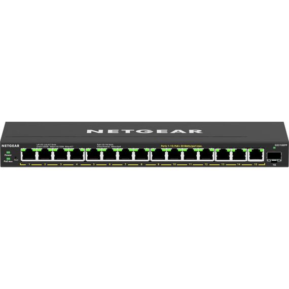 NETGEAR GS316EPP Managed Gigabit Ethernet (10/100/1000) Power over Ethernet (PoE) Schwarz, 3 image