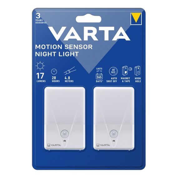 Varta Nachtlicht mit Bewegungssensor LED, 2 Stück, unbestückt, Motion Sensor Night Light Twin Pack, läuft mit 3x AAA Batterien, einfache Installation, automatische Abschaltung, 9 image