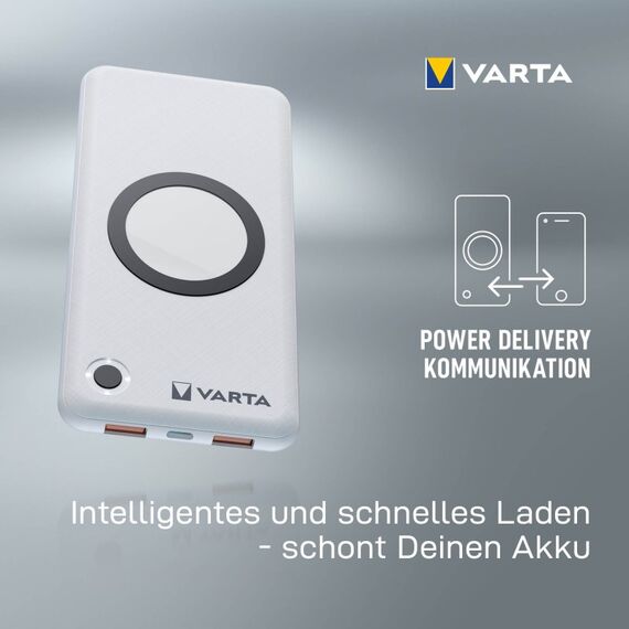 Varta 2 in 1 Power Bank und Wireless Charger, kabelloses Ladegerät, Powerbank 10000mAh, Qi Ladestation inkl. USB C Ladekabel, 13 image