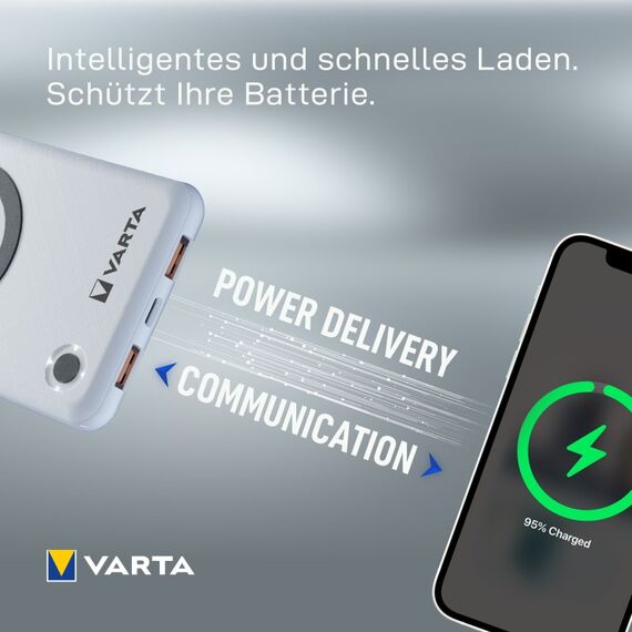 Varta 2 in 1 Power Bank und Wireless Charger, kabelloses Ladegerät, Powerbank 10000mAh, Qi Ladestation inkl. USB C Ladekabel, 19 image