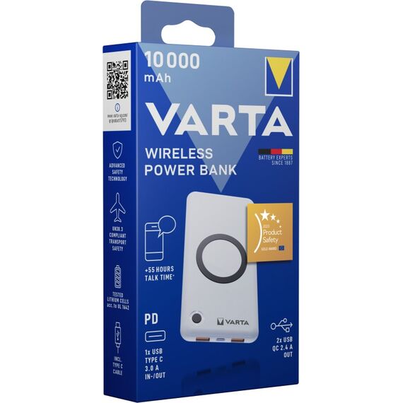 Varta 2 in 1 Power Bank und Wireless Charger, kabelloses Ladegerät, Powerbank 10000mAh, Qi Ladestation inkl. USB C Ladekabel, 6 image