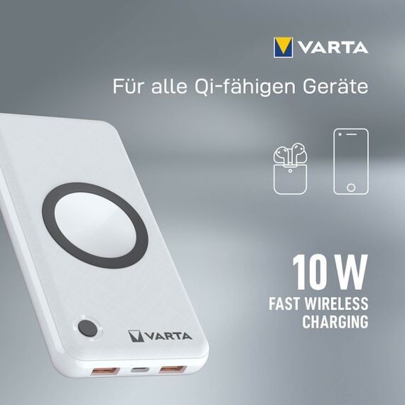 Varta 2 in 1 Power Bank und Wireless Charger, kabelloses Ladegerät, Powerbank 15000mAh, LED Ladestandanzeige, lädt bis zu 4 Geräte gleichzeitig, inkl. USB C Ladekabel, 13 image