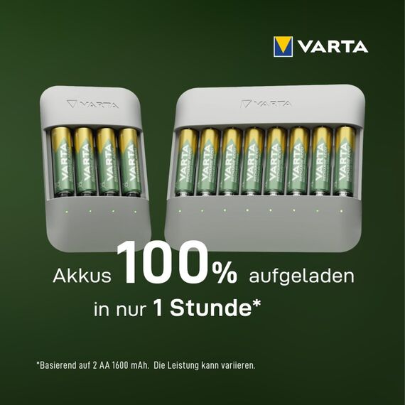 Varta Eco Charger Multi Recycled (für 8 AA- und AAA-NiMH-Akkus), 75 % recycelte Materialien, grau, USB Typ C, 14 image