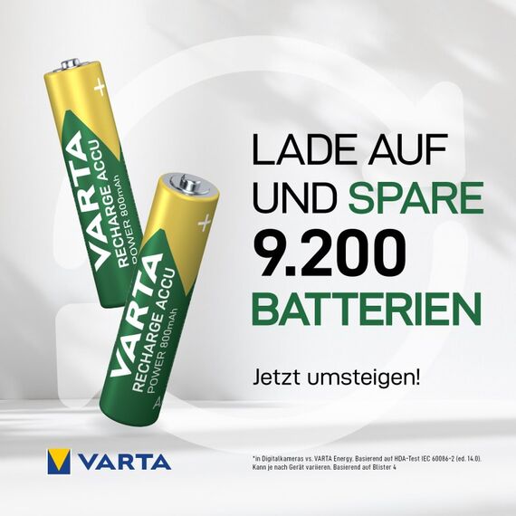 Varta Recharge Accu Power AAA 800 mAh 4er Pack (vorgeladener NiMH-Akku, Micro, wiederaufladbarer Akku, gebrauchsfertig), 9 image