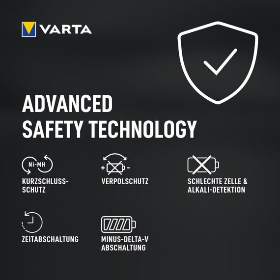 Varta Akku Ladegerät, inkl. 4X AA 2100mAh, Batterieladegerät für wiederaufladbare AA/AAA/9V und USB Geräte, LCD Plug Charger+, Einzelschachtladung, 5 image