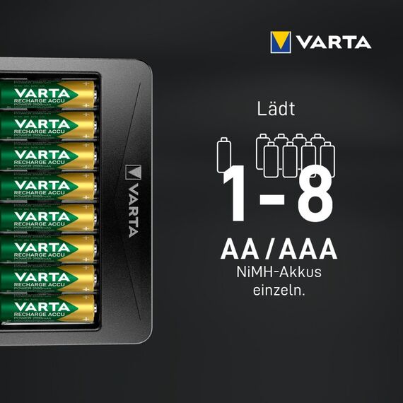 Varta LCD-Multiladegerät + AA und AAA (NiMH-Akkus, inkl. USB-C-Kabel), schwarz, 10 image