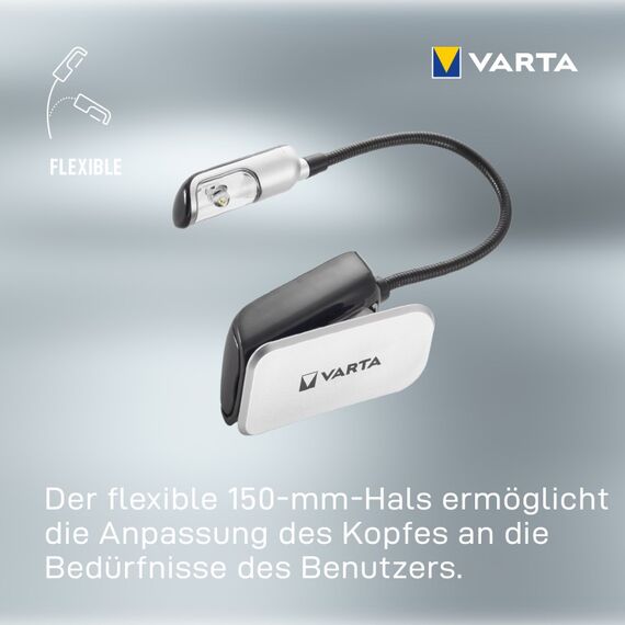 Varta Leselampe LED inkl. 2x CR2032 Batterien, Book Light, Klemmlampe, Leselicht für Buch, Tastatur, Tischleuchte für Notenständer, 7 image