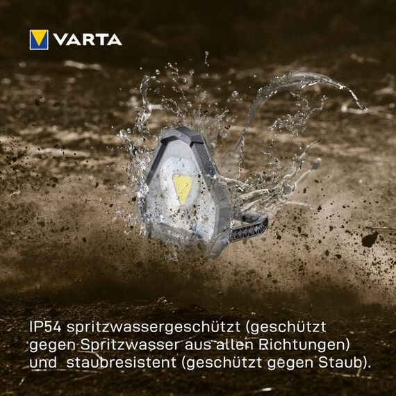 Varta Baustrahler LED, wiederaufladbar, Arbeitsleuchte, Work Flex Stadium Light mit aufladbarem Li-Ion Akku, Werkstattlampe inkl. Micro USB Ladekabel, spritzwasser- und staubgeschützt, 12 image