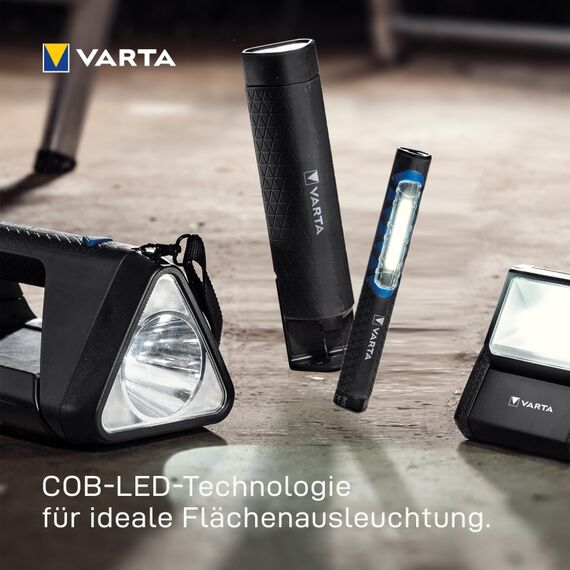 Varta Baustrahler LED, wiederaufladbar, Arbeitsleuchte, Work Flex Stadium Light mit aufladbarem Li-Ion Akku, Werkstattlampe inkl. Micro USB Ladekabel, spritzwasser- und staubgeschützt, 8 image