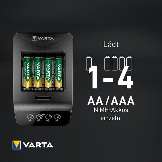 Varta LCD Smart Charger+ AA und AAA (NiMH-Akkus, inkl. 4x AA 2100 mAh-Akku und USB-C-Kabel), schwarz, 8 image
