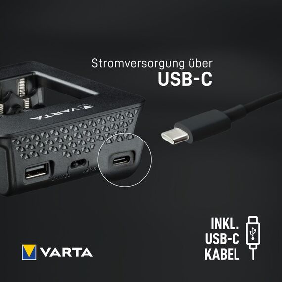 Varta LCD Smart Charger+ AA und AAA (NiMH-Akkus, inkl. 4x AA 2100 mAh-Akku und USB-C-Kabel), schwarz, 10 image