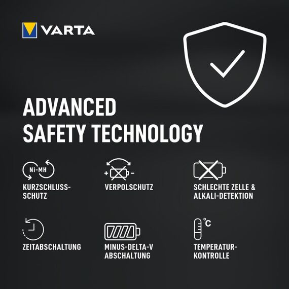 Varta LCD Ultra Fast Charger+ AA & AAA (NiMH Akkus inkl. 4x AA 2100 mAh Akkus & AC sdapter & 12 V Adapter), schwarz, 6 image