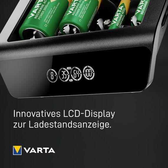 Varta LCD-Universal-Ladegerät + AA, AAA, C, D und 9 V (NiMH-Akkus, inkl. USB-C-Kabel), schwarz, 8 image