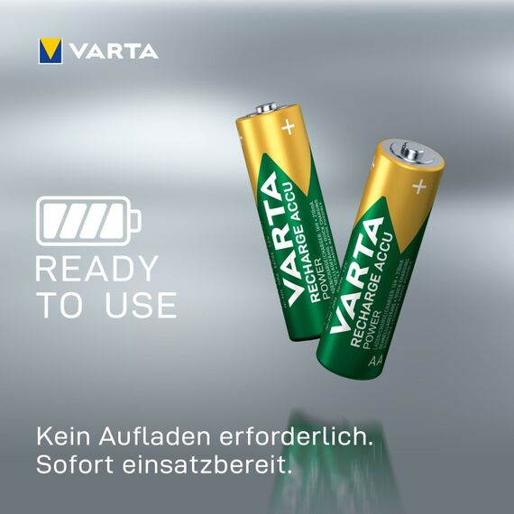 Varta Batterien AA, wiederaufladbar, 2 Stück, Recharge Accu Power, Akku, 2600 mAh Ni-MH, ohne Memory Effekt, vorgeladen, sofort einsatzbereit, 4 image