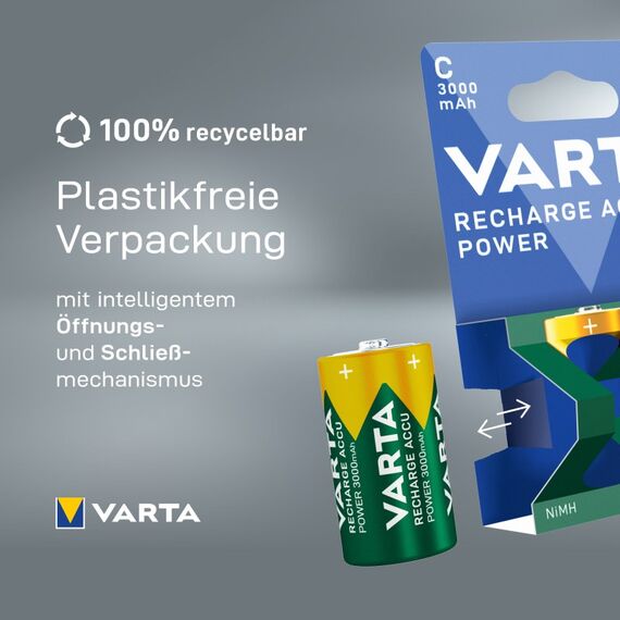 Varta Recharge Accu Power C 3000 mAh 2er-Pack (vorgeladener NiMH-Akku, Micro, wiederaufladbarer Akku, gebrauchsfertig), 6 image