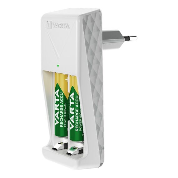 Varta Akku Ladegerät, inkl. 2X AAA 800mAh, Batterieladegerät für wiederaufladbare Batterien, lädt 2 AA/AAA gleichzeitig, Mini Charger, weiß, 5 image