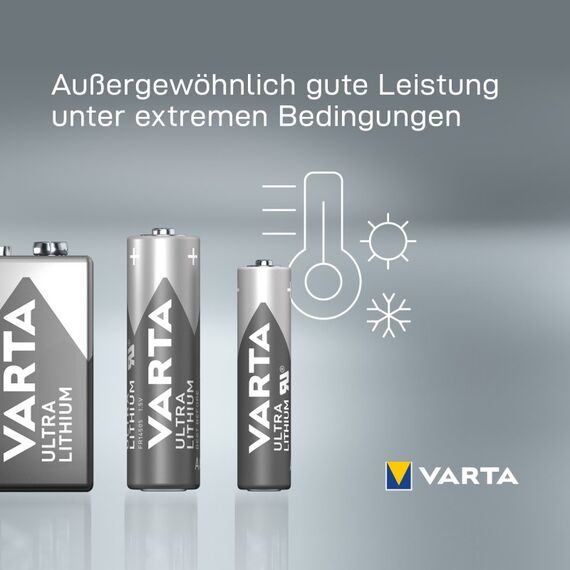Varta Batterien 9V Blockbatterie, 1 Stück, Ultra Lithium, hohe Leistung für Rauchmelder, Brand- & Feuermelder, Digitalkamera, 5 image