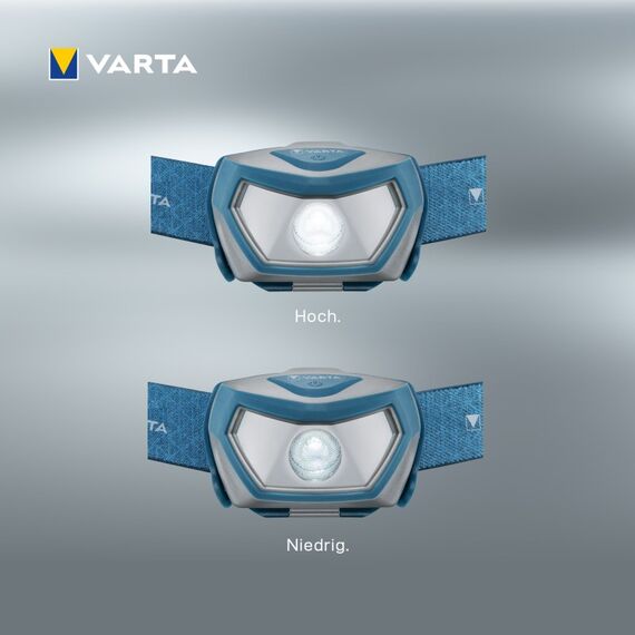 Varta Stirnlampe LED inkl. 3x AAA Batterien Kopflampe, Outdoor Sports H10 Pro, zwei Leuchtmodi, spritzwassergeschützt, Dimmfunktion, mit schwenkbarem Kopf, blau, 6 image