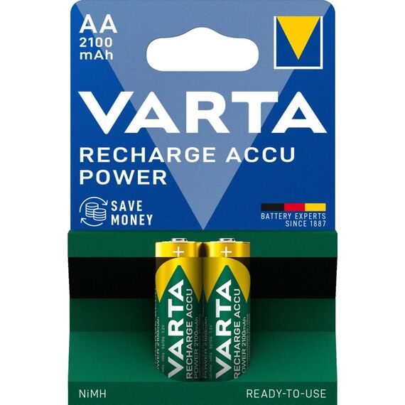 Varta Batterien AA, wiederaufladbar, 2 Stück, Recharge Accu Power, Akku, 2100 mAh Ni-MH, ohne Memory Effekt, vorgeladen, sofort einsatzbereit, 3 image