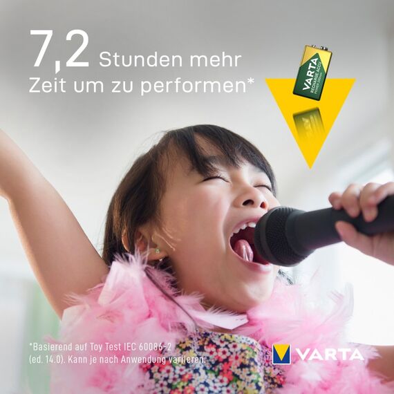 Varta Batterien 9V Blockbatterie, wiederaufladbar, 1 Stück, Recharge Accu Power, Akku, 200 mAh, ohne Memory Effekt, vorgeladen, sofort einsatzbereit, 6 image